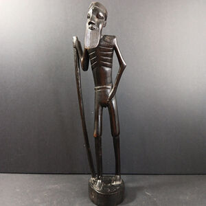 A Jackir Collection Statue "Beggar" Hand Carved African Curio Sculpture 11.5in